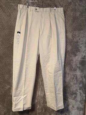 Axist Men's Pleated Dress Pants in Beige, Size 38x32
